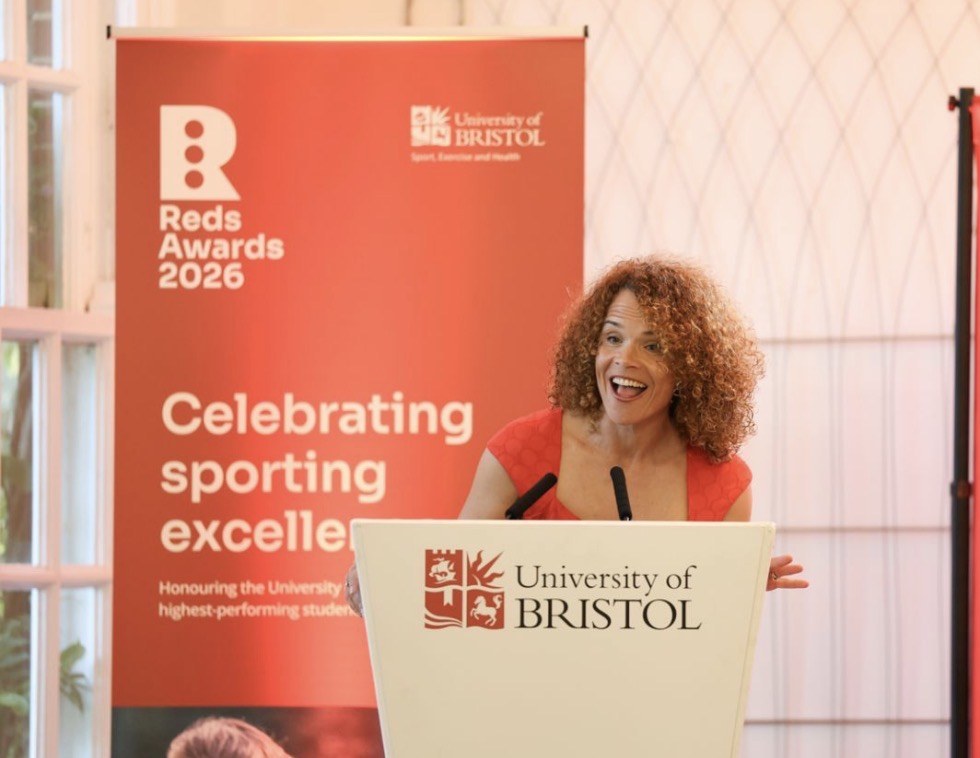 Sabrina Pace-Humphreys hosting the Reds Awards at the University of Bristol